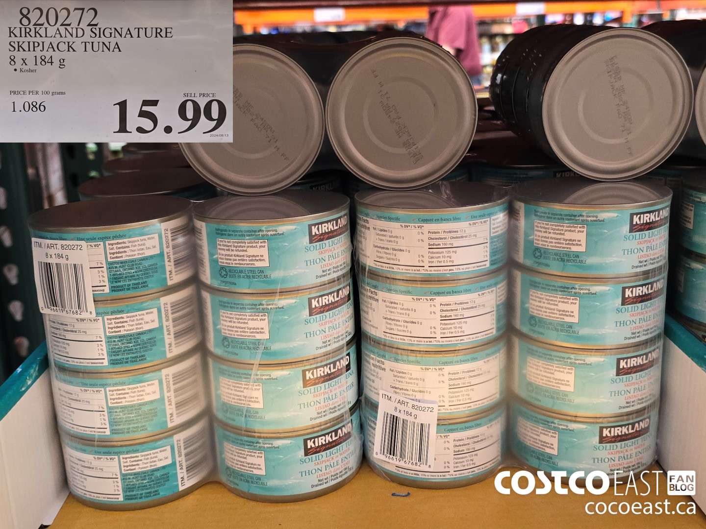 820272 KIRKLAND SIGNATURE SKIPJACK TUNA 8 X 184 G $15.99