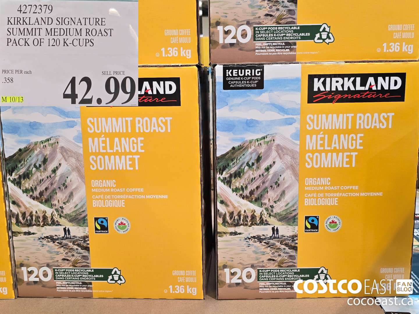 4272379 KIRKLAND SIGNATURE SUMMIT MEDIUM ROAST PACK OF 120 K-CUPS $42.99