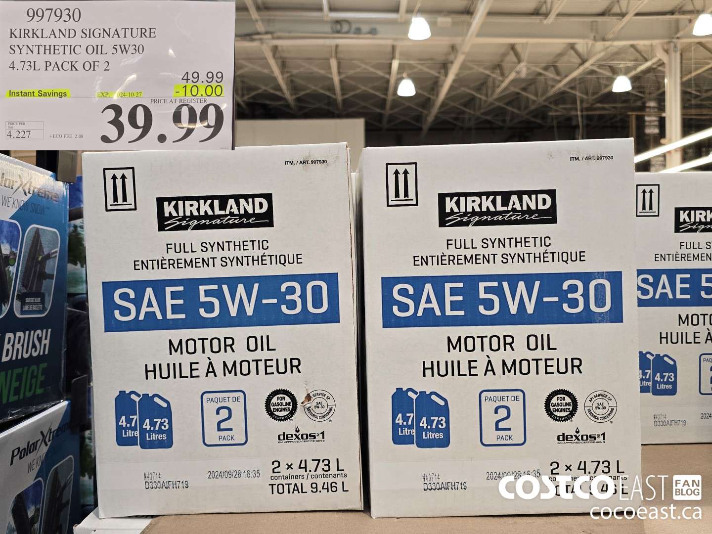 997930 KIRKLAND SIGNATURE SYNTHETIC OIL 5W-30 4.73L PACK OF 2 ($10.00 INSTANT SAVINGS EXPIRES ON 2024-10-27) $39.99