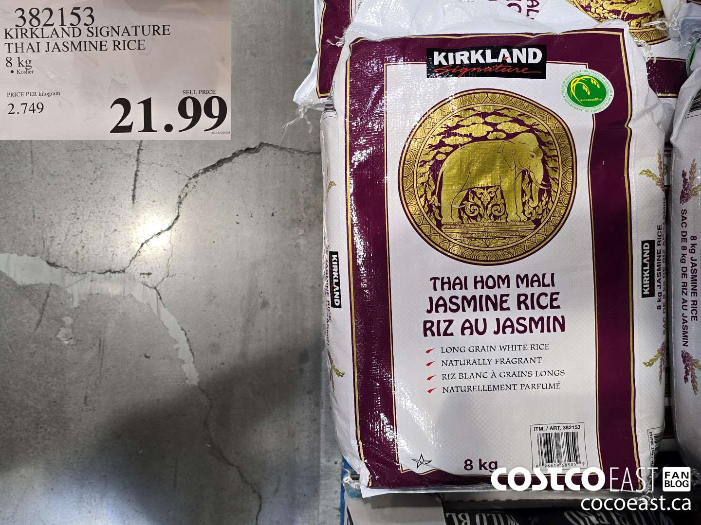 382153 KIRKLAND SIGNATURE THAI JASMINE RICE 8 KG $21.99