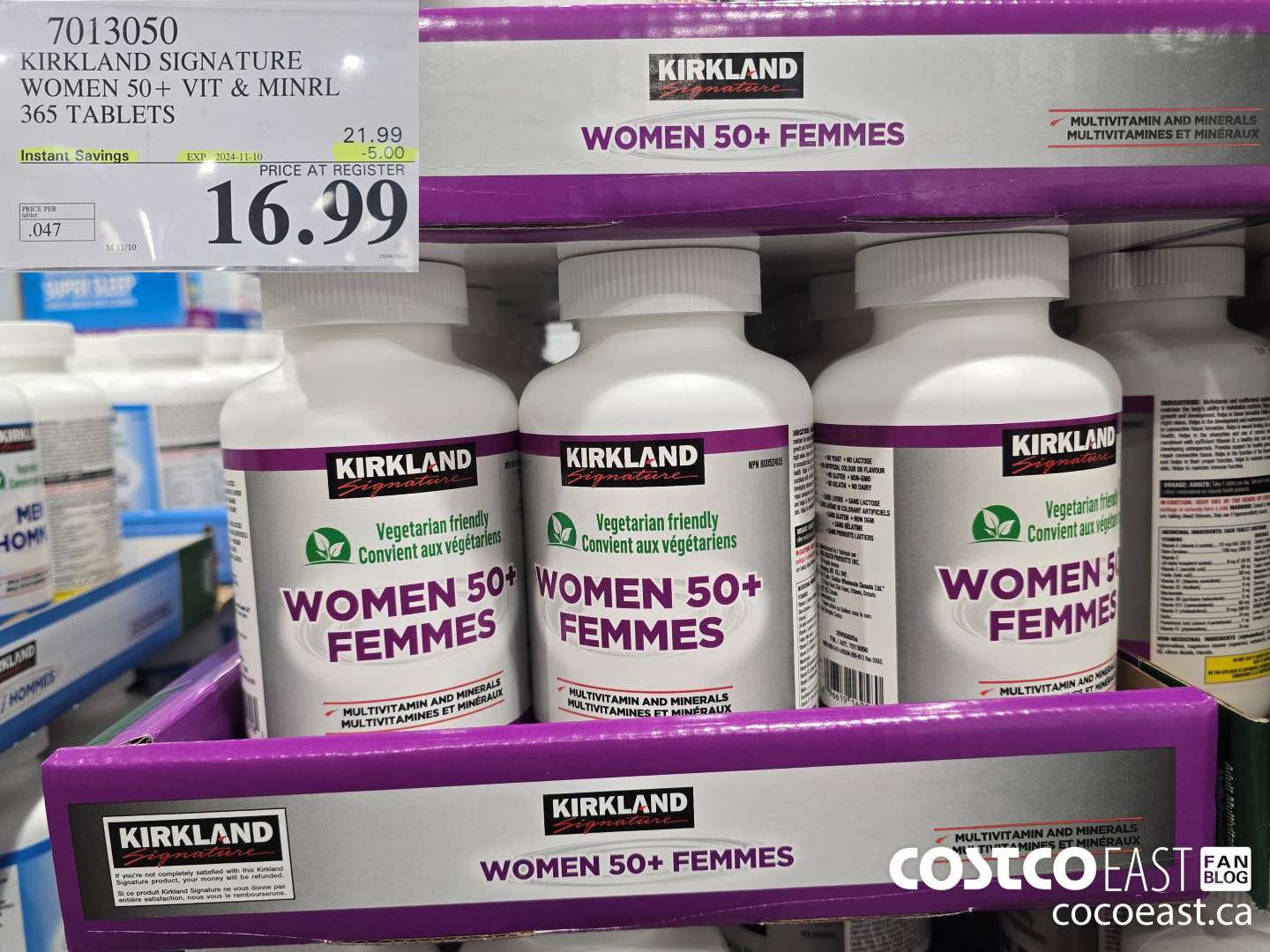 7013050 KIRKLAND SIGNATURE WOMEN 50+ VIT & MINRL 365 TABLETS ($5.00 INSTANT SAVINGS EXPIRES ON 2024-11-10) $16.99