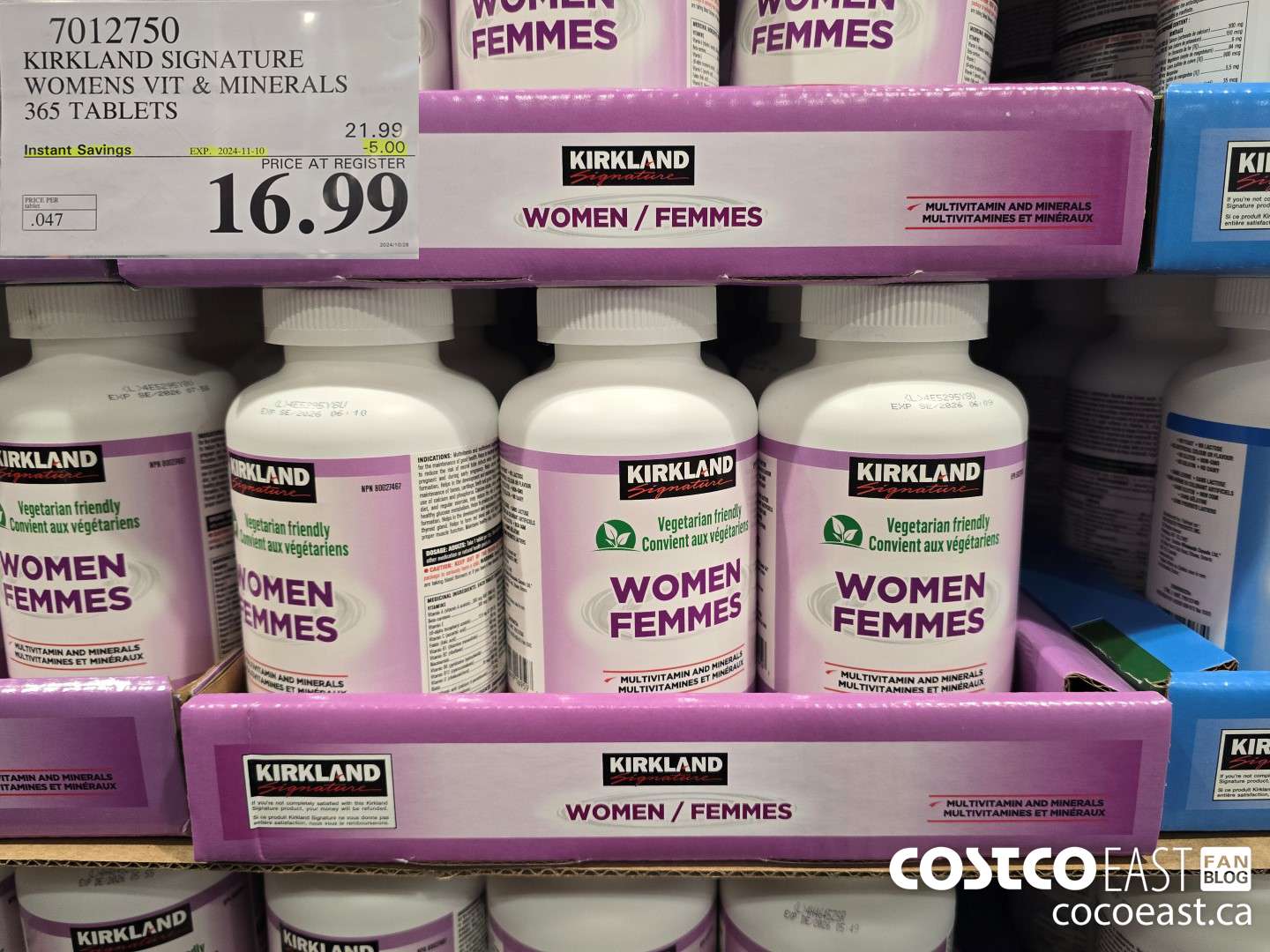 7012750 KIRKLAND SIGNATURE WOMEN VIT & MINERALS 365 TABLETS ($5.00 INSTANT SAVINGS EXPIRES ON 2024-11-10) $16.99