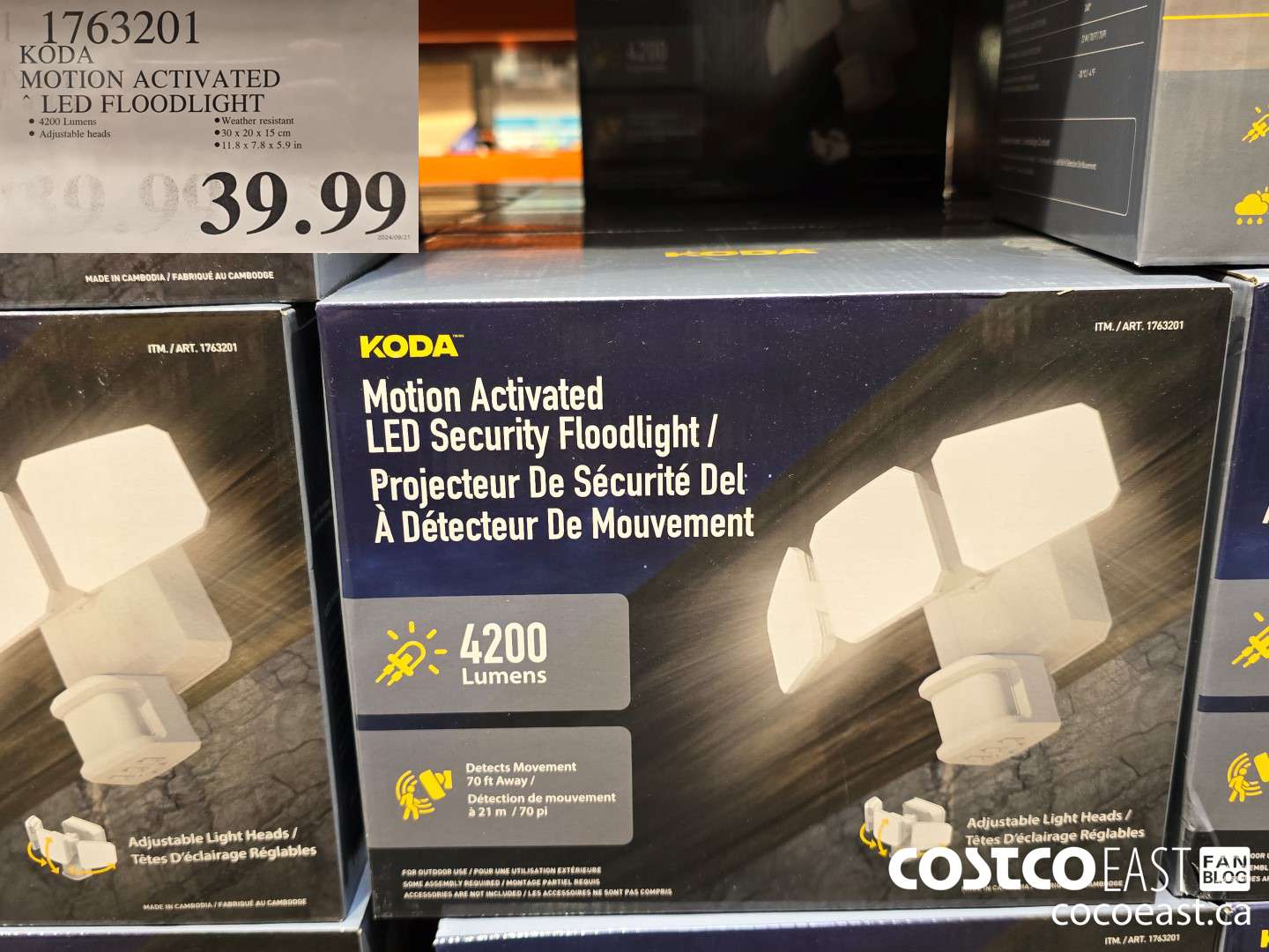 1763201 KODA MOTION ACTIVATED LED FLOODLIGHT $39.99