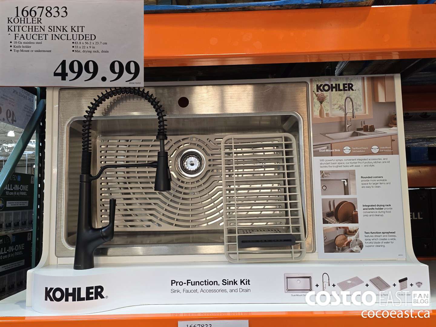 1667833 KOHLER KITCHEN SINK KIT FAUCET INCLUDED $499.99