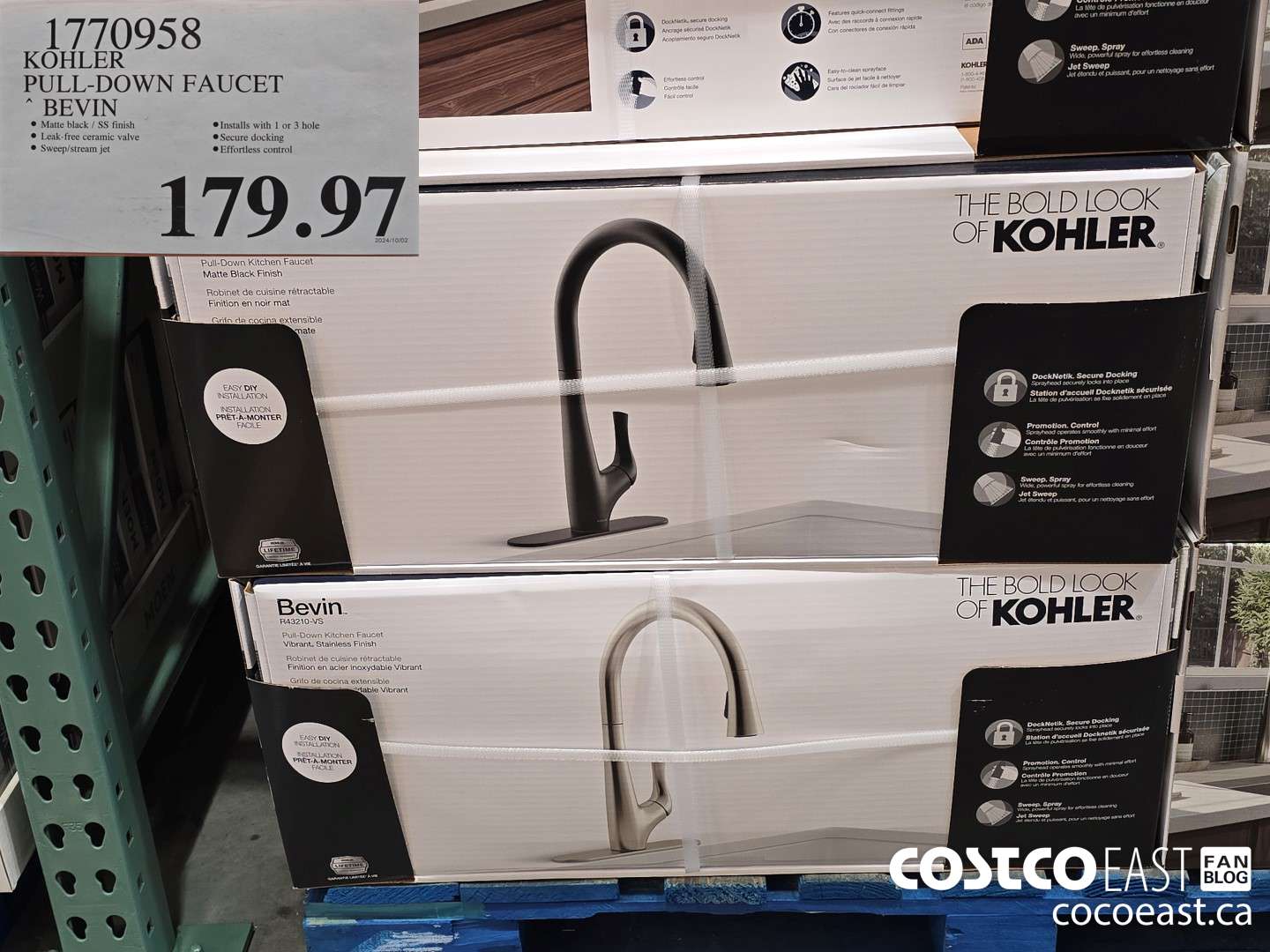 1770958 KOHLER PULL-DOWN FAUCET BEVIN $179.97