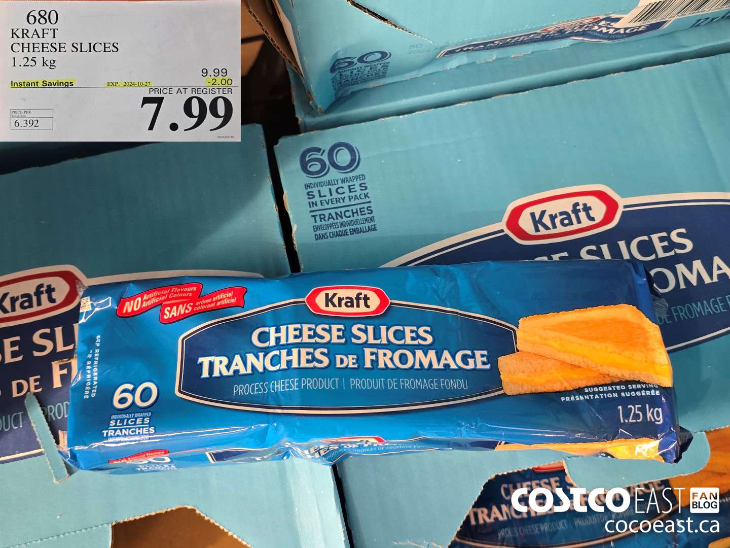 680 KRAFT CHEESE SLICES 1.25 KG ($2.00 INSTANT SAVINGS EXPIRES ON 2024-10-27) $7.99