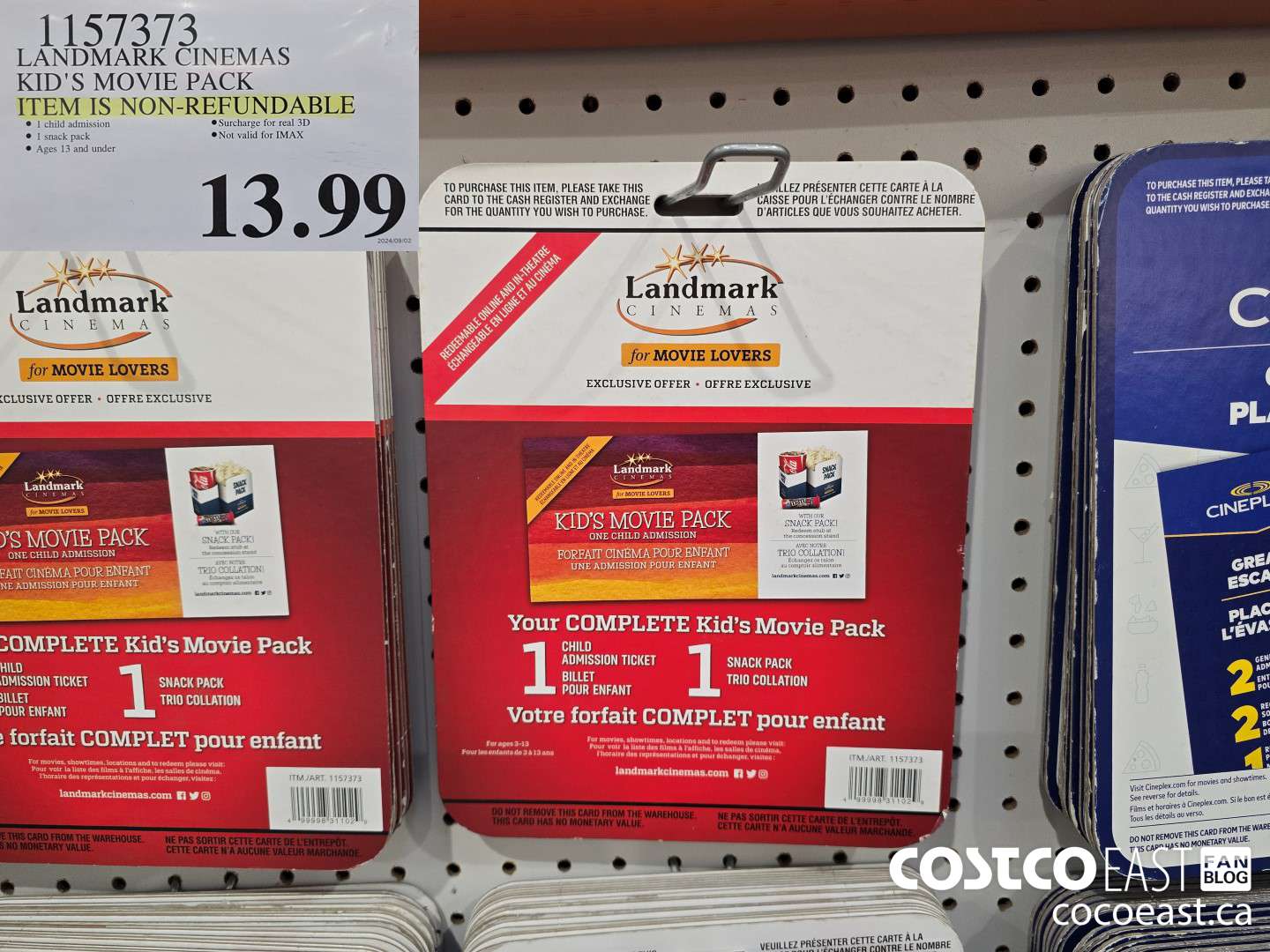 157373 LANDMARK CINEMAS KID'S MOVIE PACK ITEM IS NON- REFUNDABLE THIS ITEM IS NON-REFUNDABLE $13.99