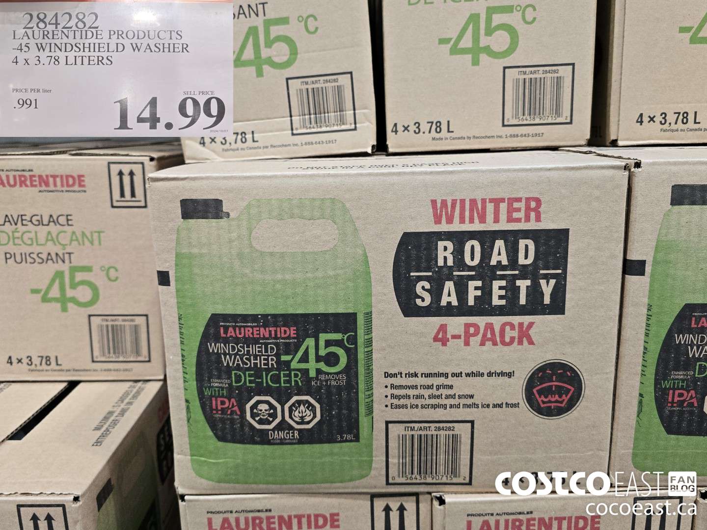 284282 LAURENTIDE PRODUCTS -45 WINDSHIELD WASHER 4 X 3.78 LITRES $14.99