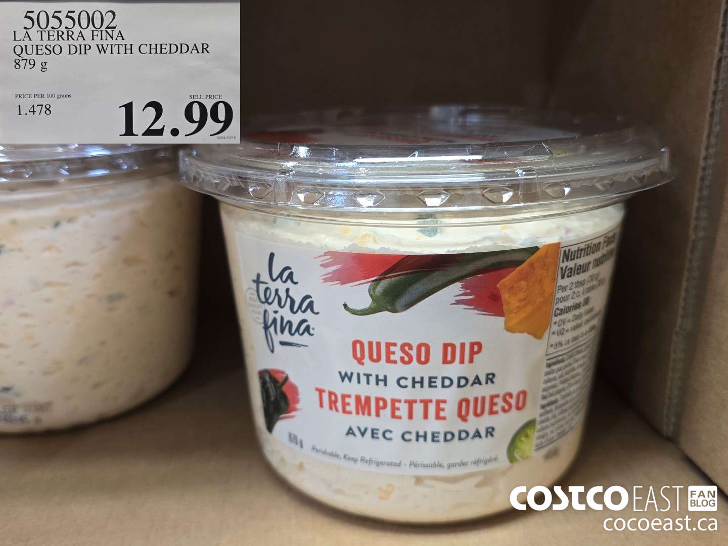 5055002 LA TERRA FINA QUESO DIP WITH CHEDDAR 879 G $12.99