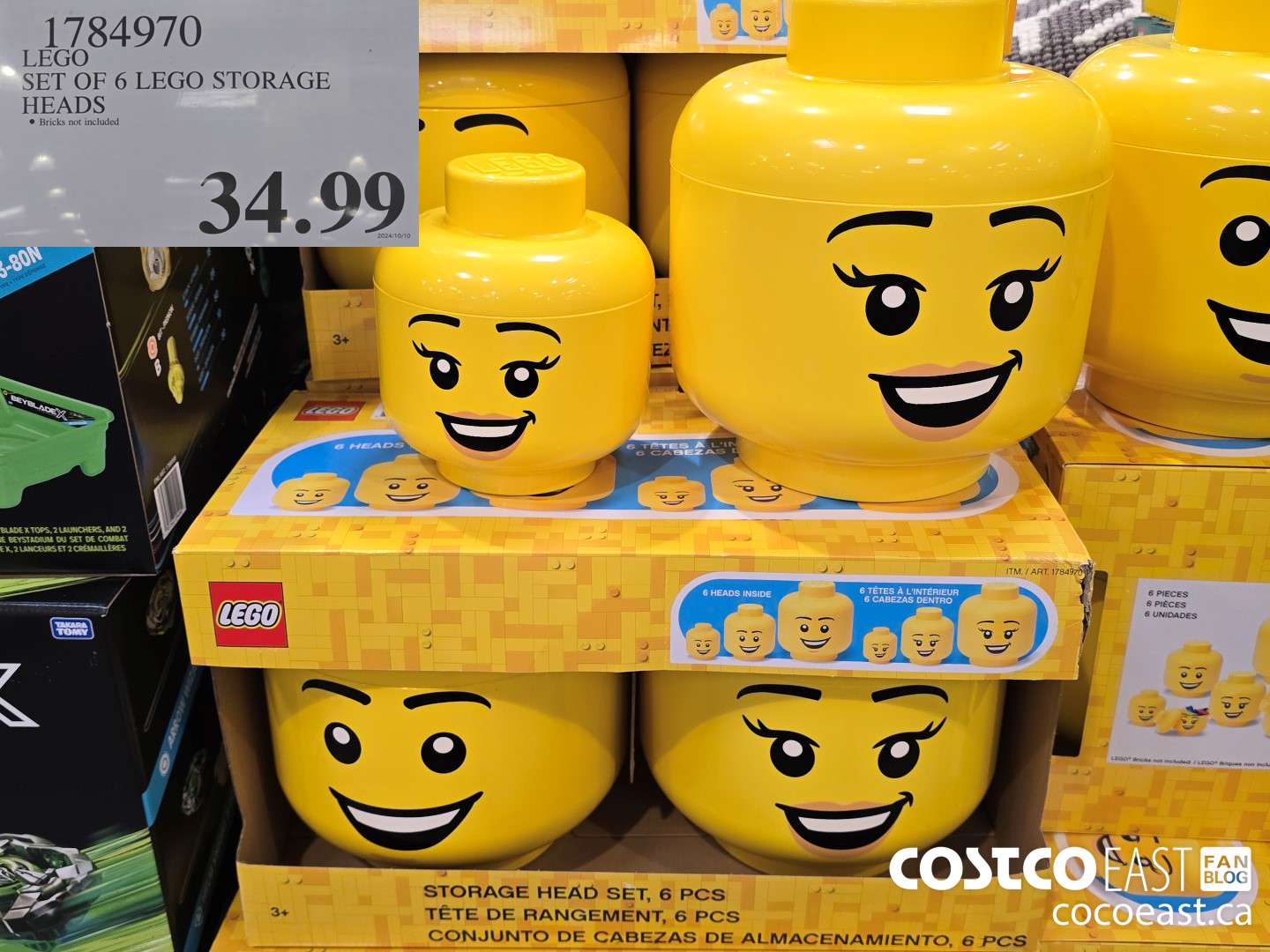 1784970 LEGO SET OF 6 LEGO STORAGE HEADS $34.99