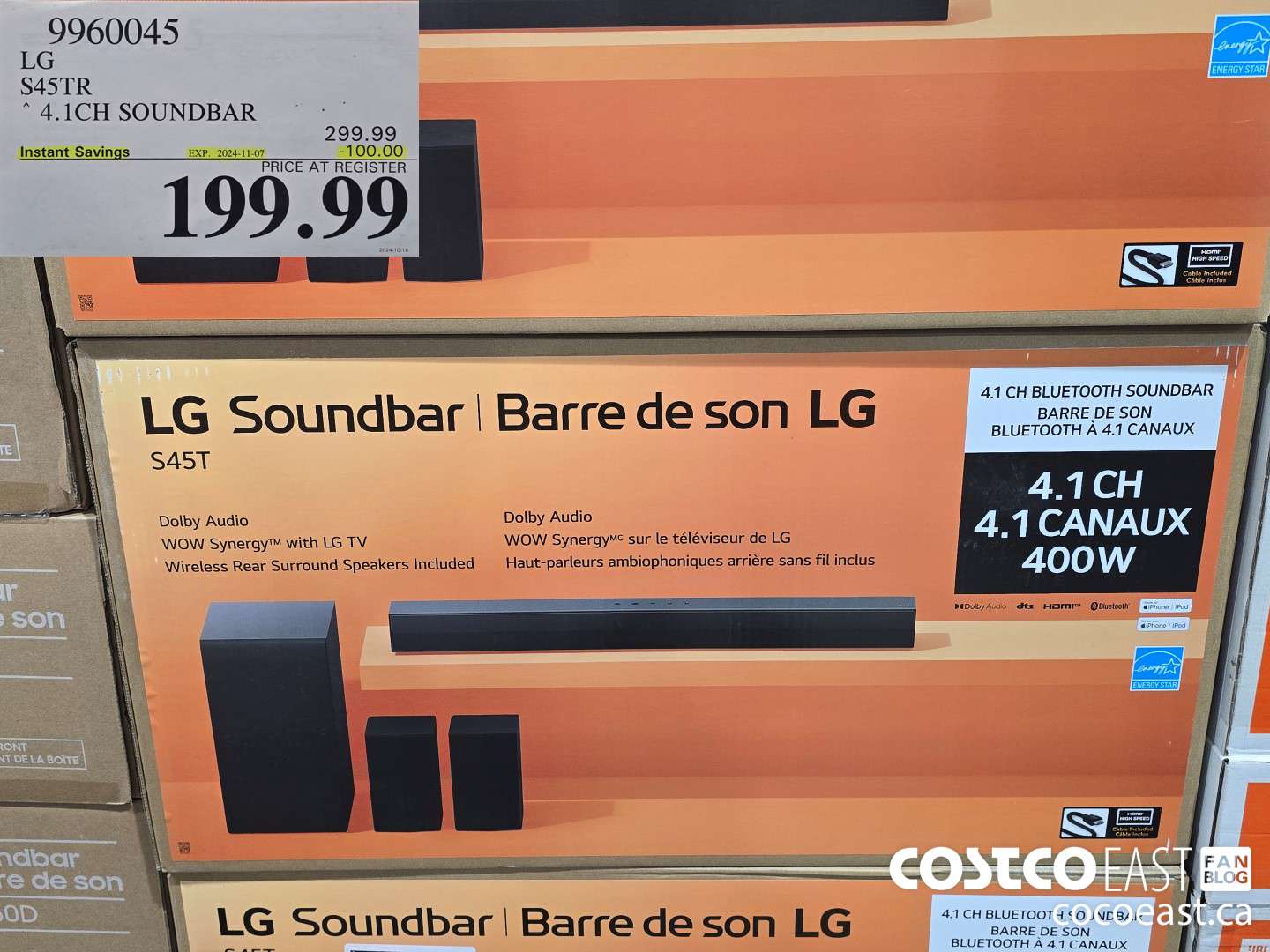9960045 LG S45TR 4.1CH SOUNDBAR ($100.00 INSTANT SAVINGS EXPIRES ON 2024-11-07) $199.99