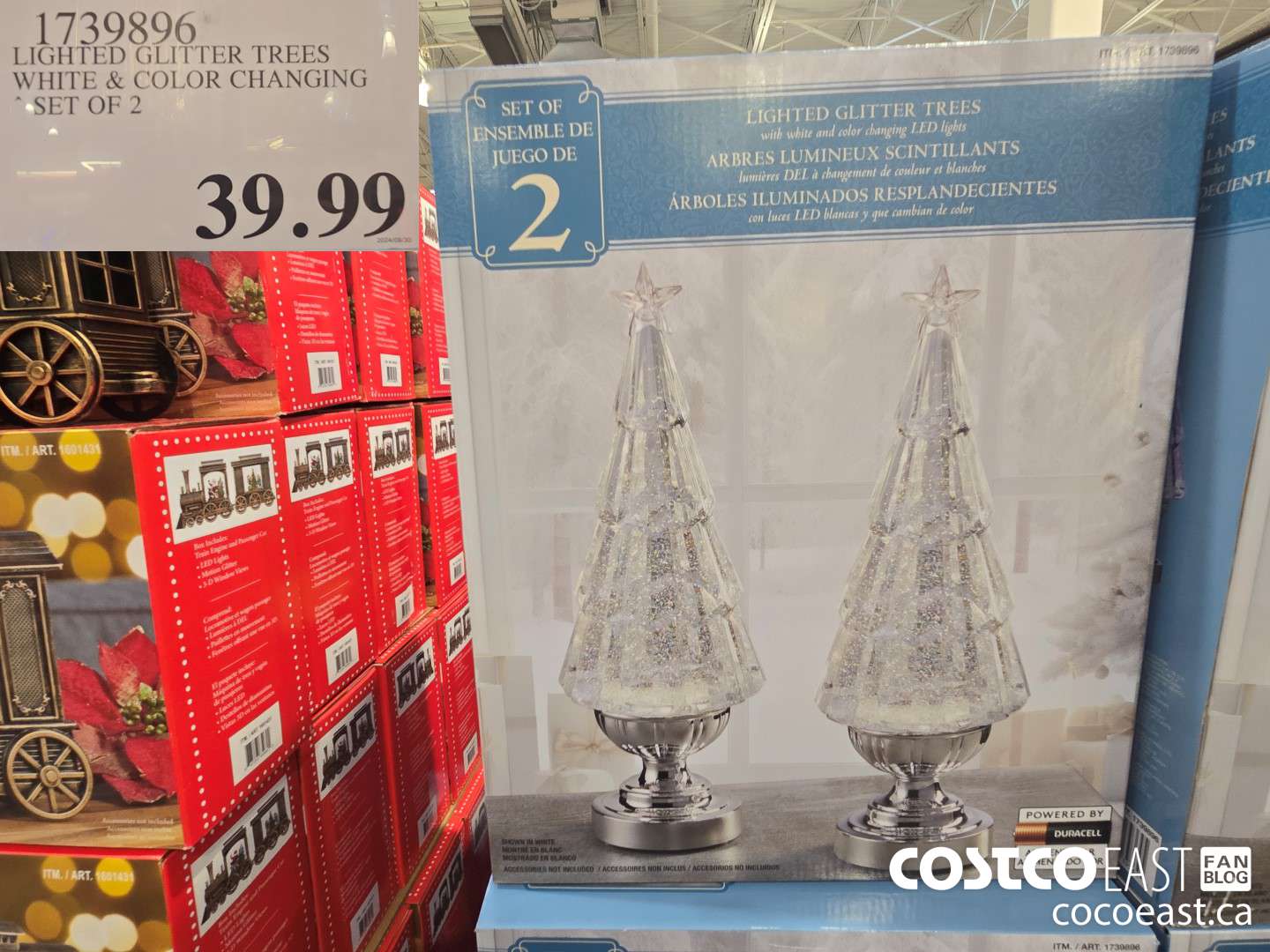 1739896 LIGHTED GLITTER TREES WHITE & COLOR CHANGING SET OF 2 $39.99
