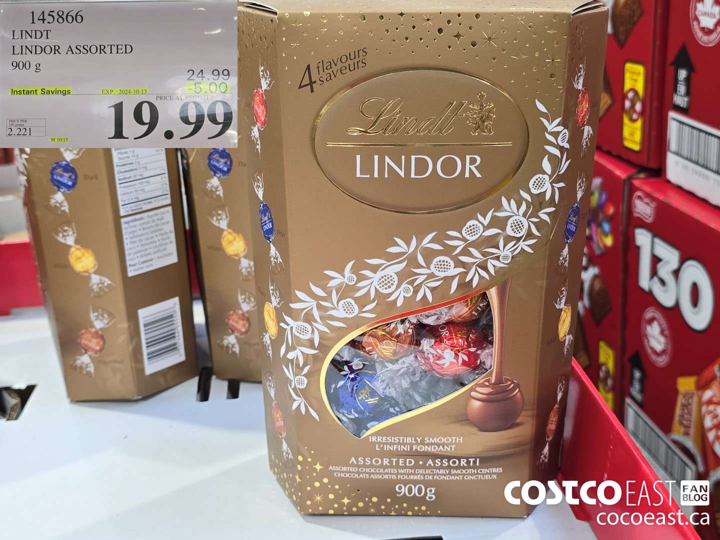 145866 LINDT LINDOR ASSORTED 900 G ($5.00 INSTANT SAVINGS EXPIRES ON 2024-10-13) $19.99
