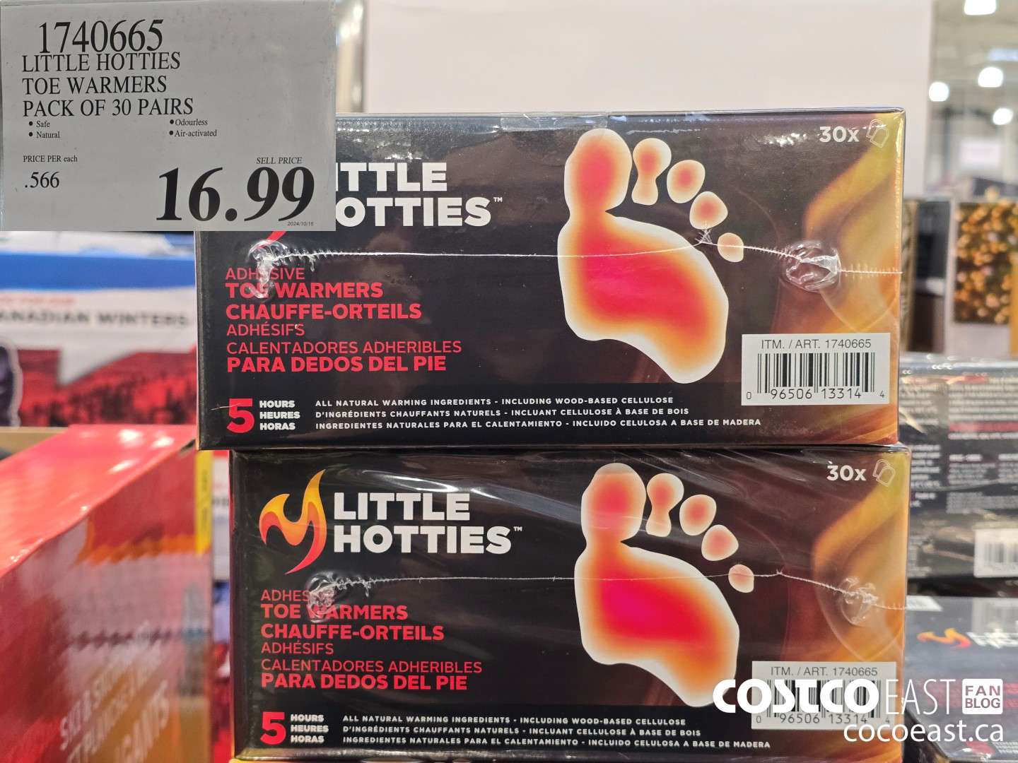 1740665 LITTLE HOTTIES TOE WARMERS PACK OF 30 PAIRS $16.99