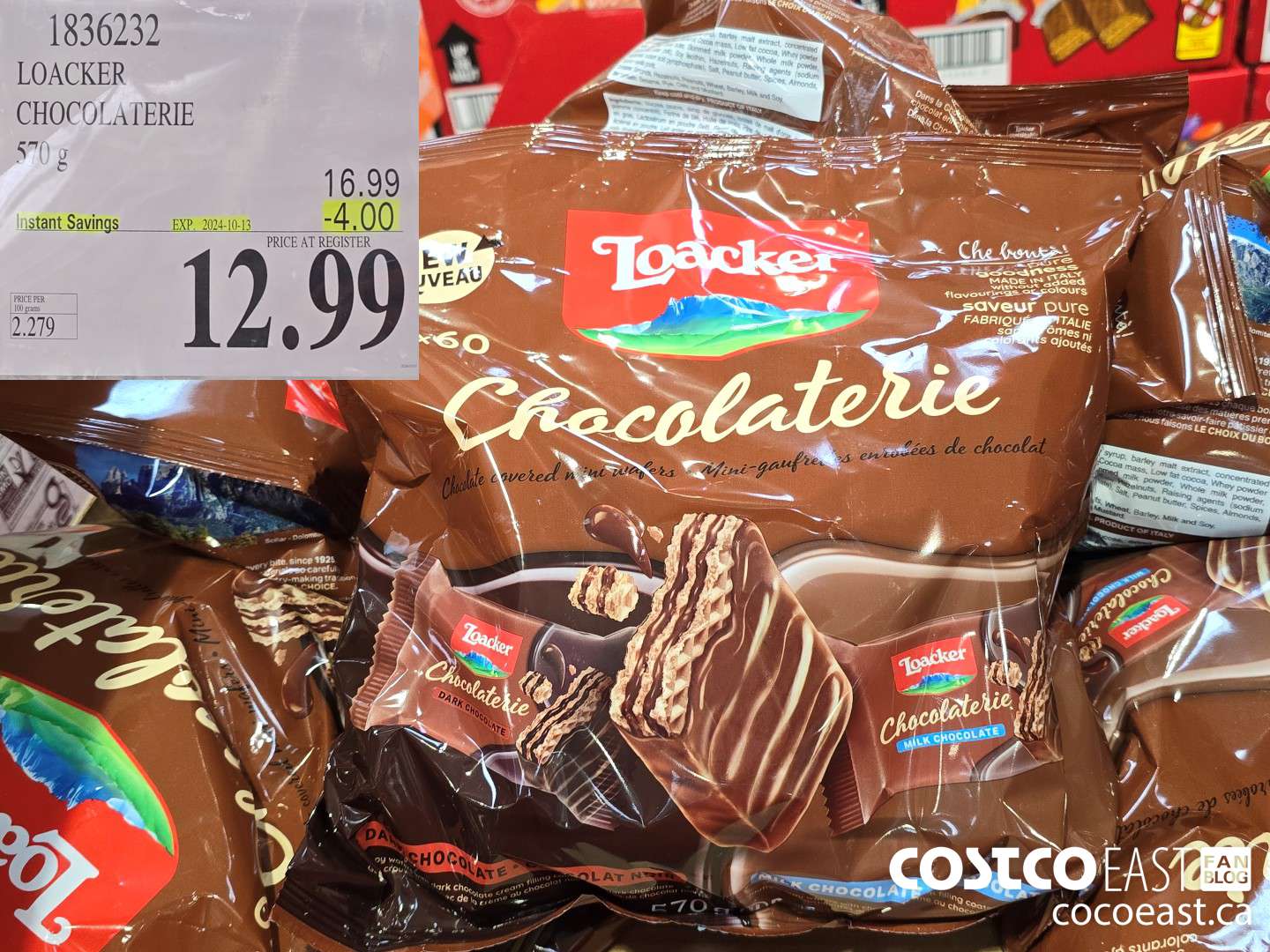 1836232 LOACKER CHOCOLATERIE 570 g ($4.00 INSTANT SAVINGS EXPIRES ON 2024-10-13) $12.99