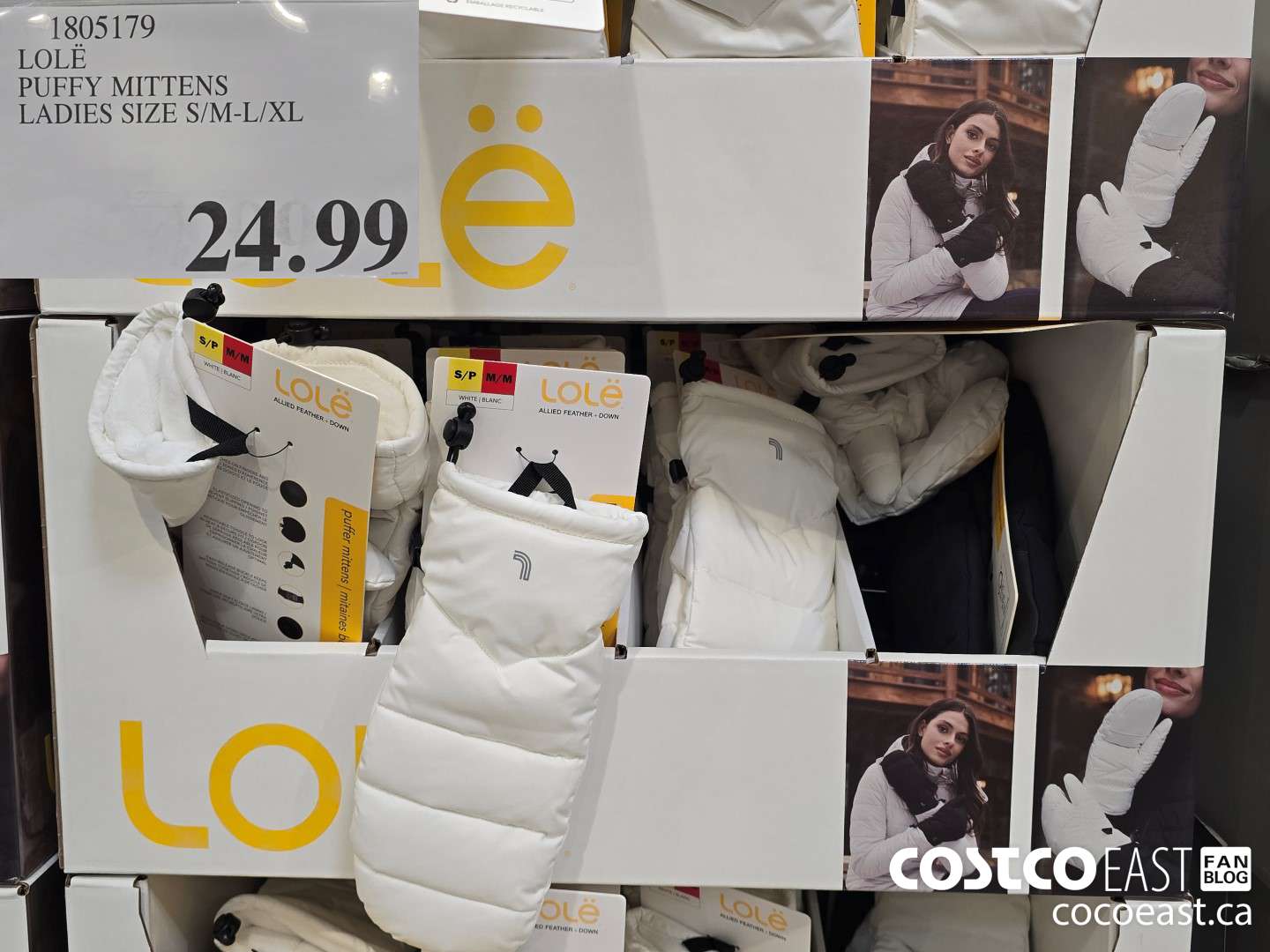 1805179 LOLE PUFFY MITTENS LADIES SIZE S/M-L/XL $24.99