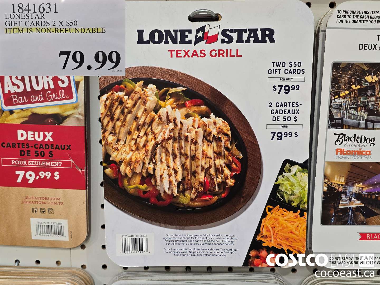 1841631 LONESTAR GIFT CARDS 2 X $50 ITEM IS NON-REFUNDABLE $79.99