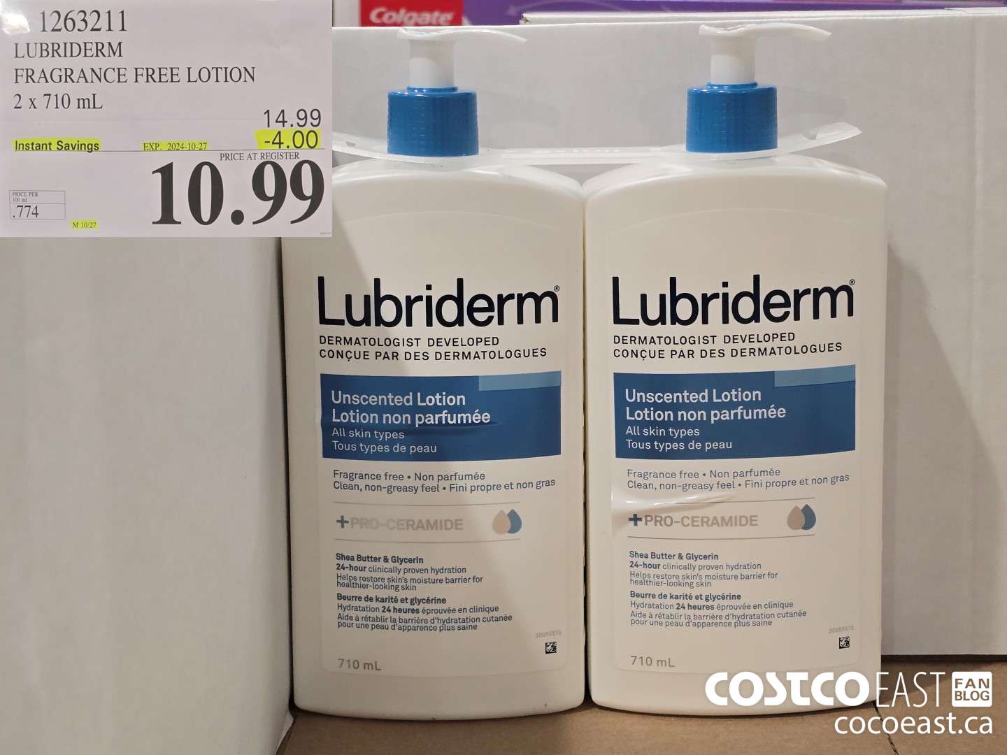 1263211 LUBRIDERM FRAGRANCE FREE LOTION 2 X 710 ML ($4.00 INSTANT SAVINGS EXPIRES ON 2024-10-27) $10.99