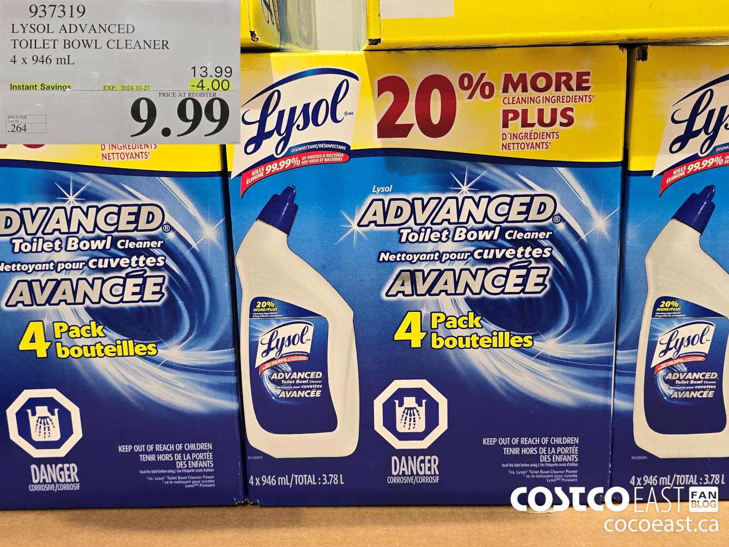 937319 LYSOL ADVANCED TOILET BOWL CLEANER 4 X 946 ML ($4.00 INSTANT SAVINGS EXPIRES ON 2024-10-27) $9.99
