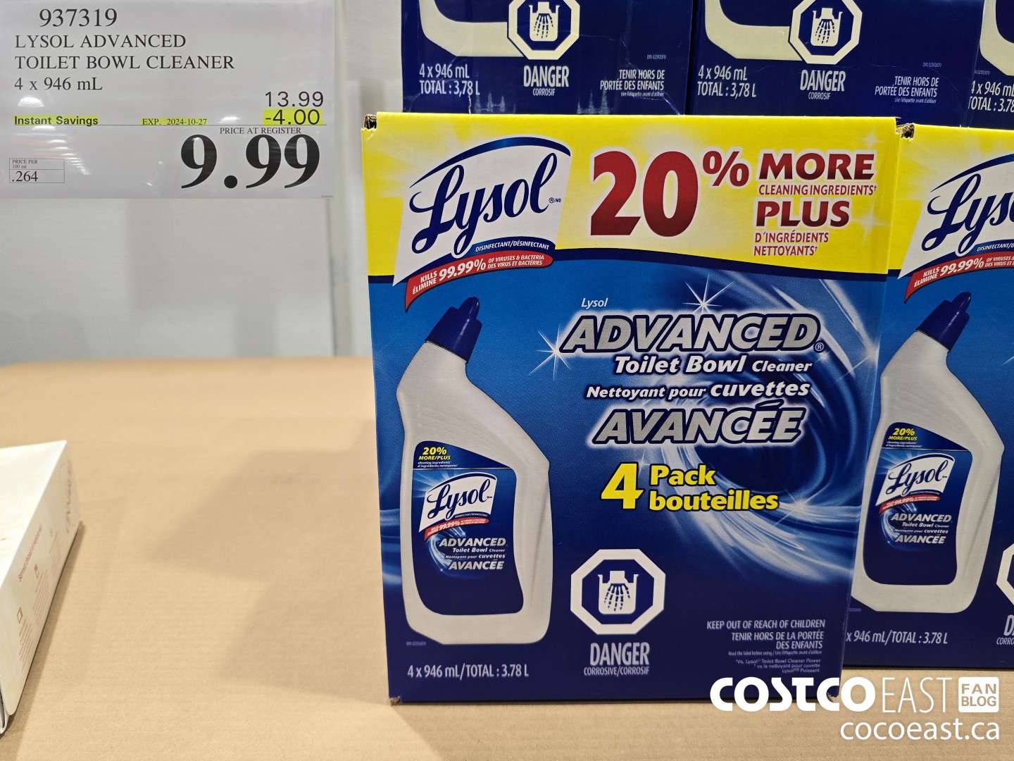 937319 LYSOL ADVANCED TOILET BOWL CLEANER 4 X 946 ML ($4.00 INSTANT SAVINGS EXPIRES ON 2024-10-27) $9.99