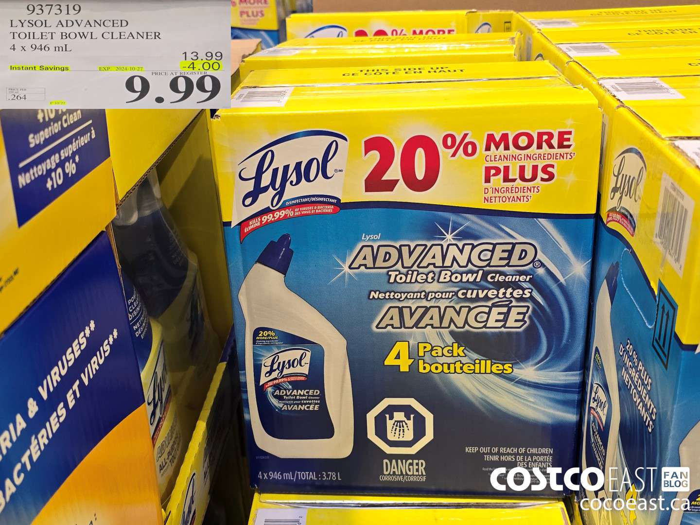 937319 LYSOL ADVANCED TOILET BOWL CLEANER 4 X 946 ML ($4.00 INSTANT SAVINGS EXPIRES ON 2024-10-27) $9.99