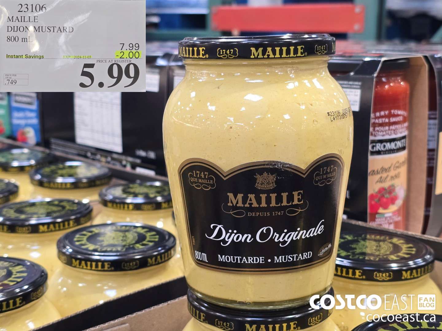 23106 MAILLE DIJON MUSTARD 800 ML ($2.00 INSTANT SAVINGS EXPIRES ON 2024-11-03) $5.99