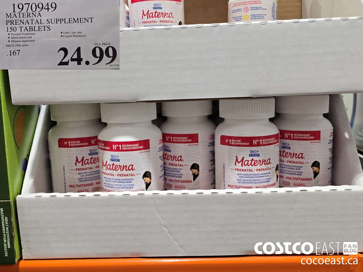 1970949 MATERNA PRENATAL SUPPLEMENT 150 TABLETS $24.99