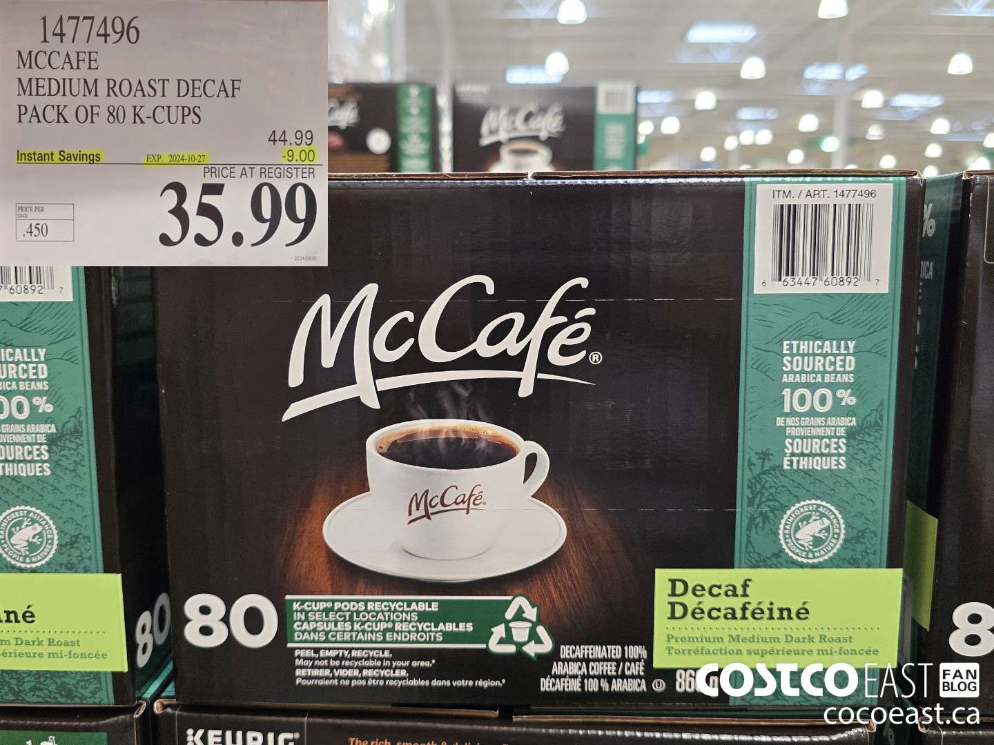 1477496 MCCAFE MEDIUM ROAST DECAF SAVE PACK OF 80 K-CUPS ($9.00 INSTANT SAVINGS EXPIRES ON 2024-10-27) $35.99