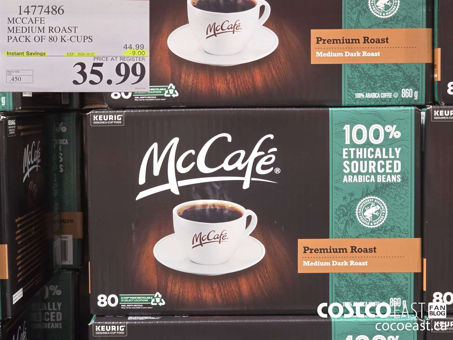1477486 MCCAFE MEDIUM ROAST PACK OF 80 K-CUPS ($9.00 INSTANT SAVINGS EXPIRES ON 2024-10-27) $35.99
