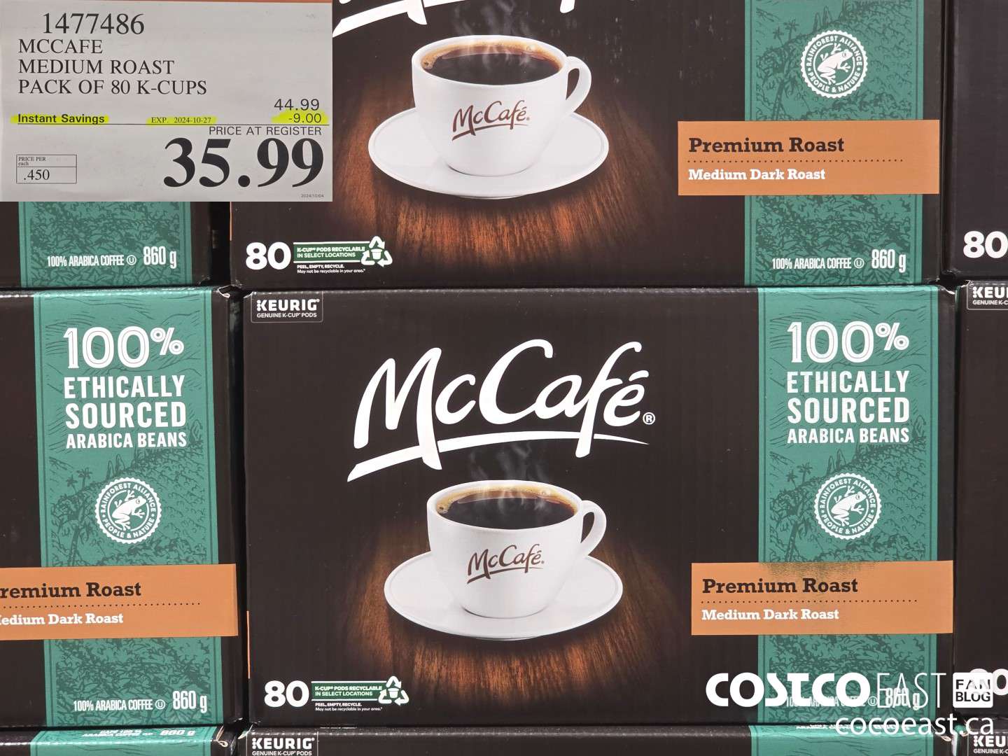 1477486 MCCAFE MEDIUM ROAST PACK OF 80 K-CUPS ($9.00 INSTANT SAVINGS EXPIRES ON 2024-10-27) $35.99