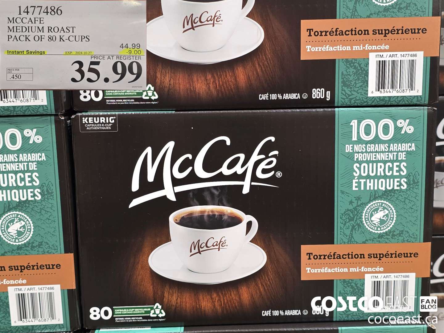 1477486 MCCAFE MEDIUM ROAST PACK OF 80 K-CUPS ($9.00 INSTANT SAVINGS EXPIRES ON 2024-10-27) $35.99