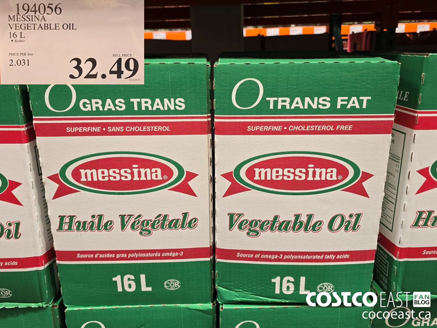 194056 MESSINA VEGETABLE OIL 16 L $32.49