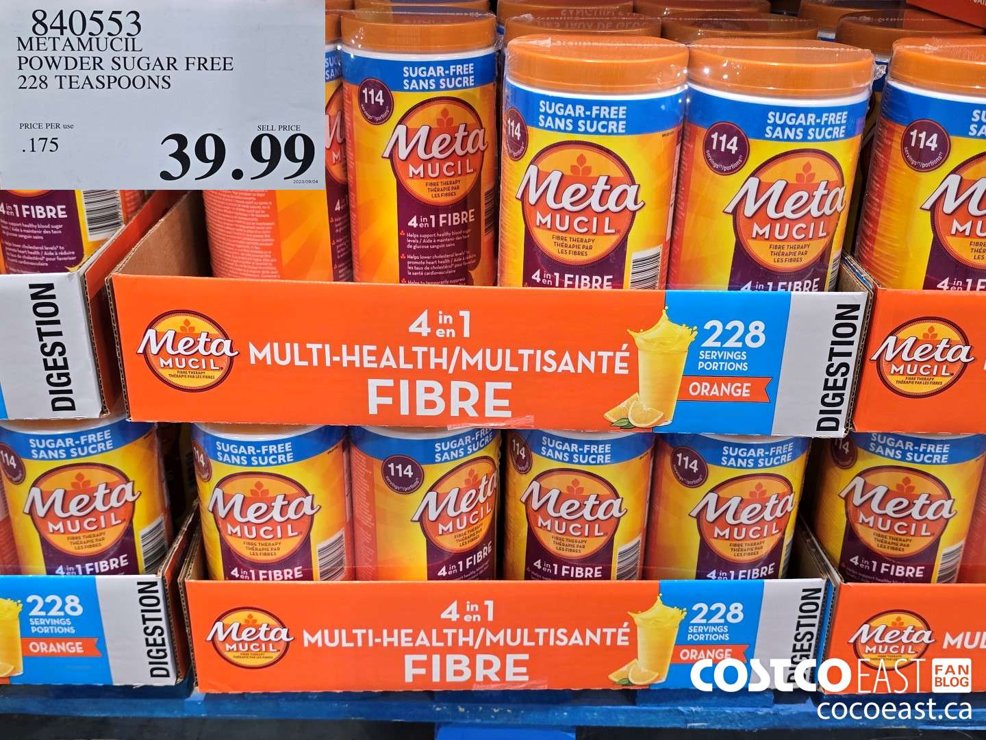 840553 METAMUCIL POWDER SUGAR FREE 228 TEASPOONS $39.99