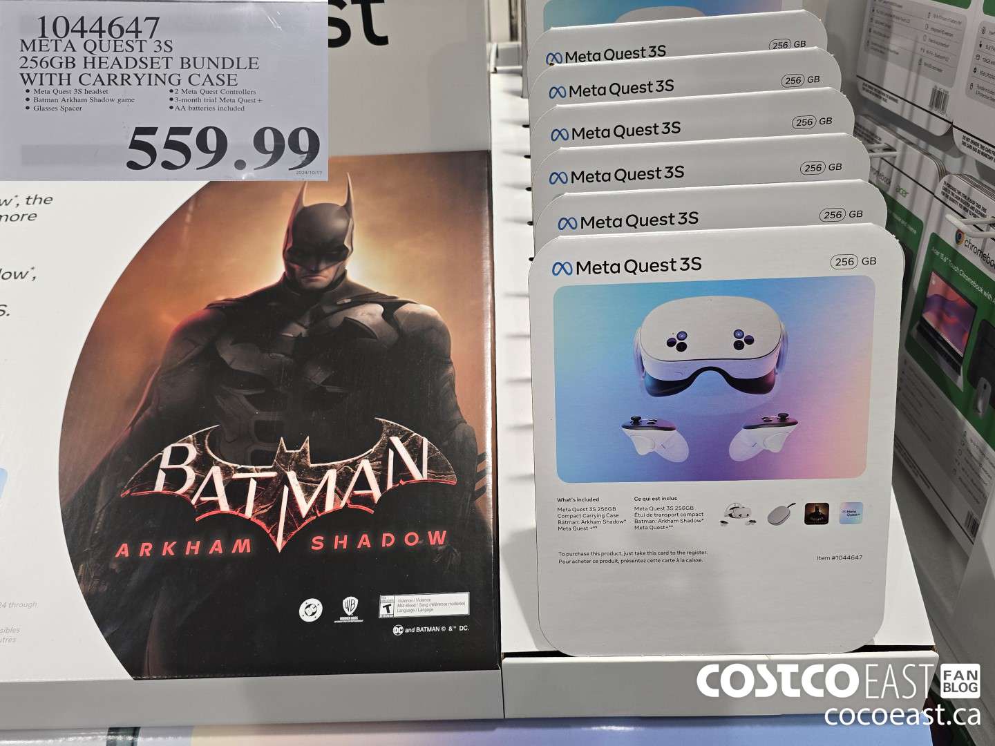 1044647 META QUEST 3S 256GB HEADSET BUNDLE WITH CARRYING CASE $559.99