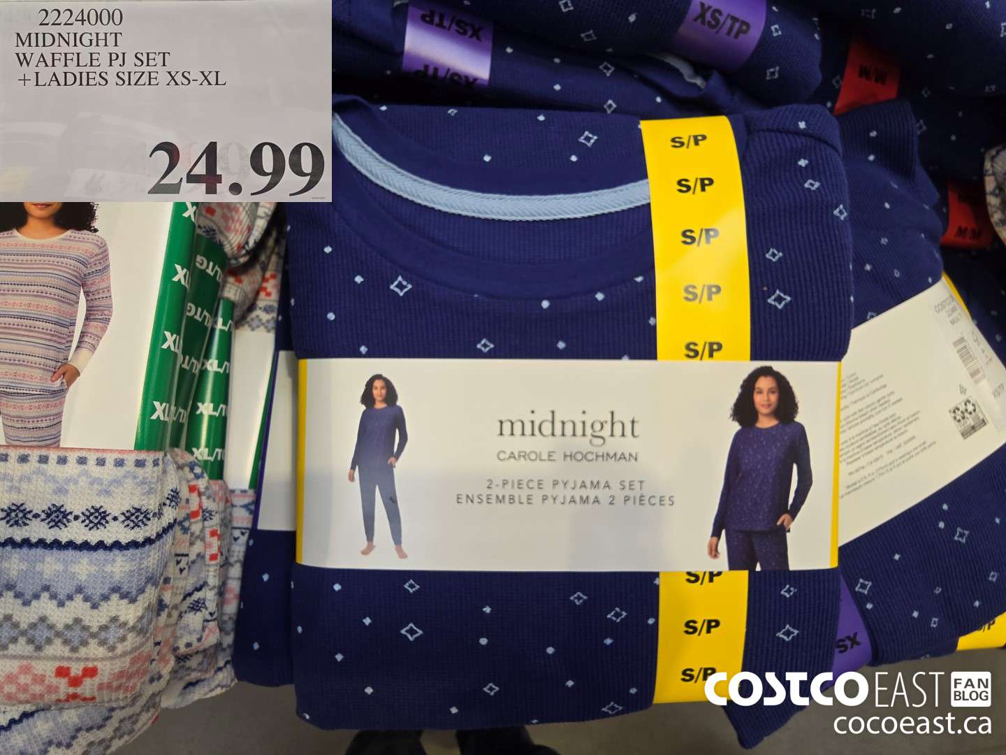 2224000 MIDNIGHT WAFFLE PJ SET +LADIES SIZE XS-XL $24.99