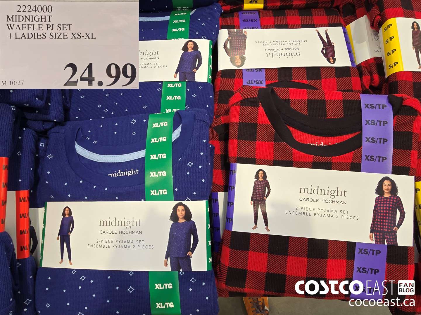 2224000 MIDNIGHT WAFFLE PJ SET +LADIES SIZE XS-XL $24.99