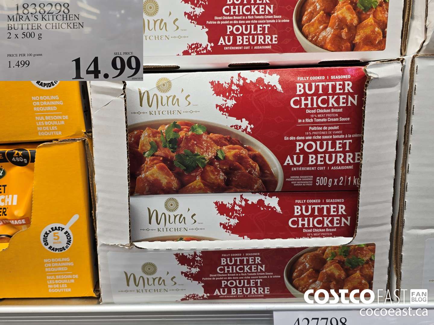 1838298 MIRA'S KITCHEN BUTTER CHICKEN 2 x 500 g $14.99