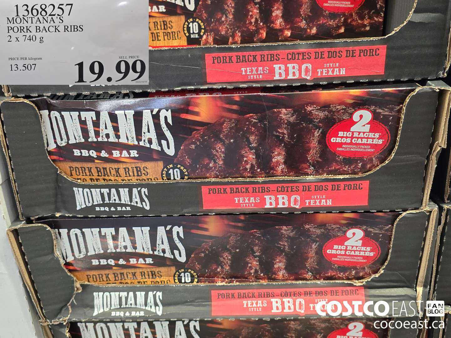 1368257 MONTANA'S PORK BACK RIBS 2 X 740 G $19.99