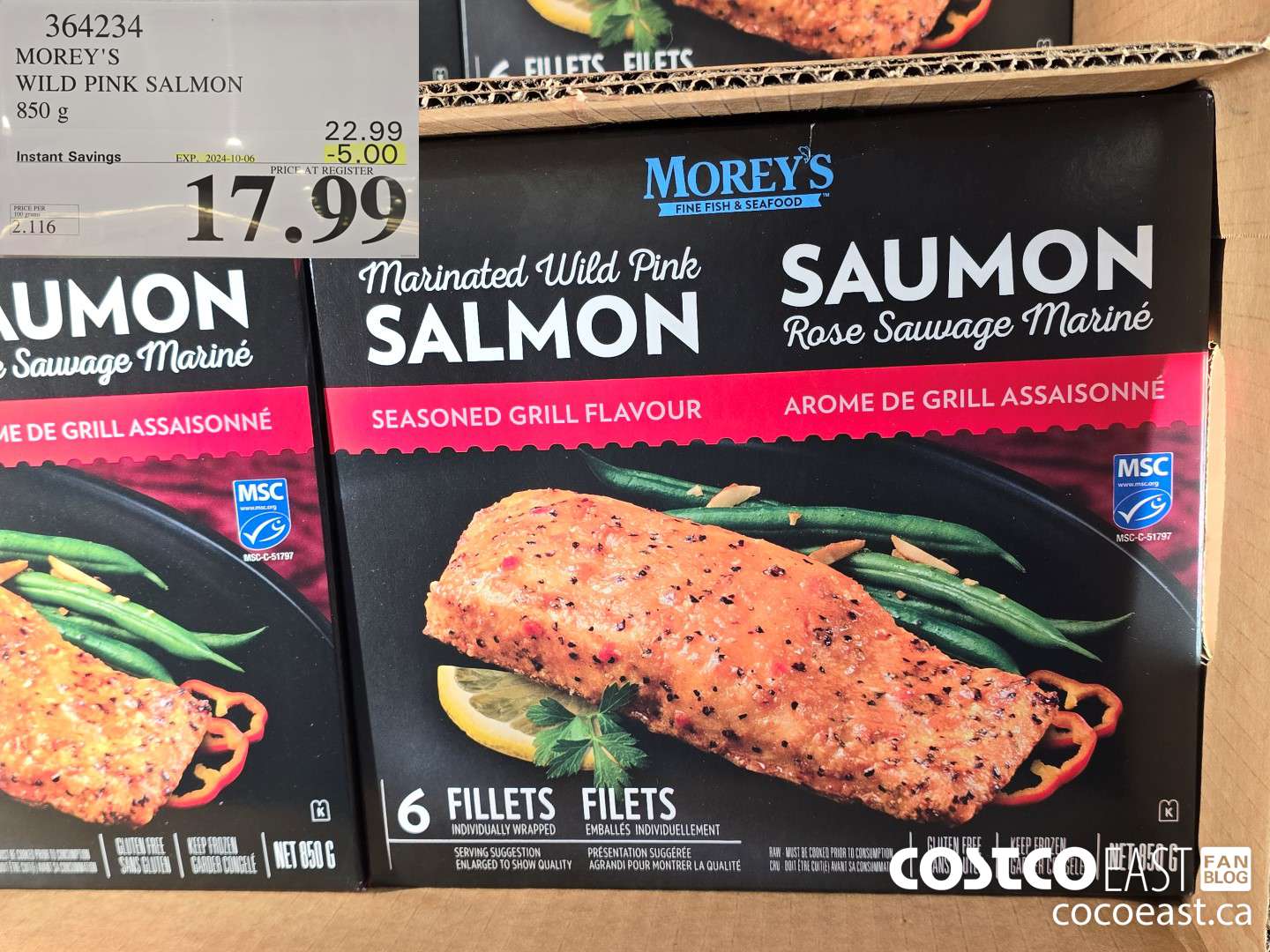 364234 MOREY'S WILD PINK SALMON 850 g ($5.00 INSTANT SAVINGS EXPIRES ON 2024-10-06) $17.99