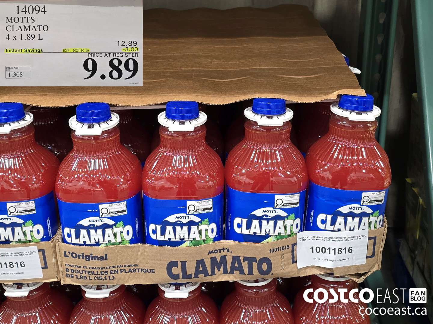 14094 MOTTS CLAMATO 4 x 1.89L ($3.00 INSTANT SAVINGS EXPIRES ON 2024-10-16) $9.89