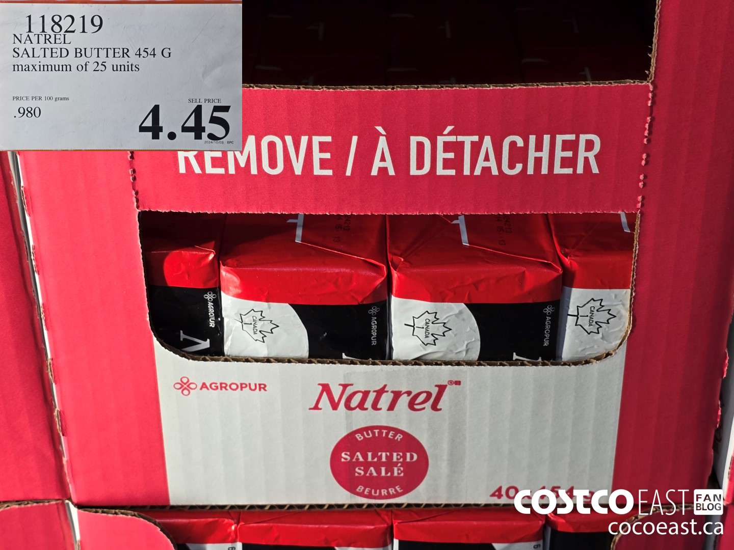 118219 NATREL SALTED BUTTER 454 G MAXIMUM OF 20 UNITS $4.45