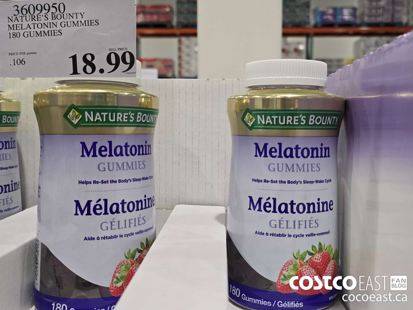 3609950 NATURE'S BOUNTY MELATONIN GUMMIES 180 GUMMIES $18.99