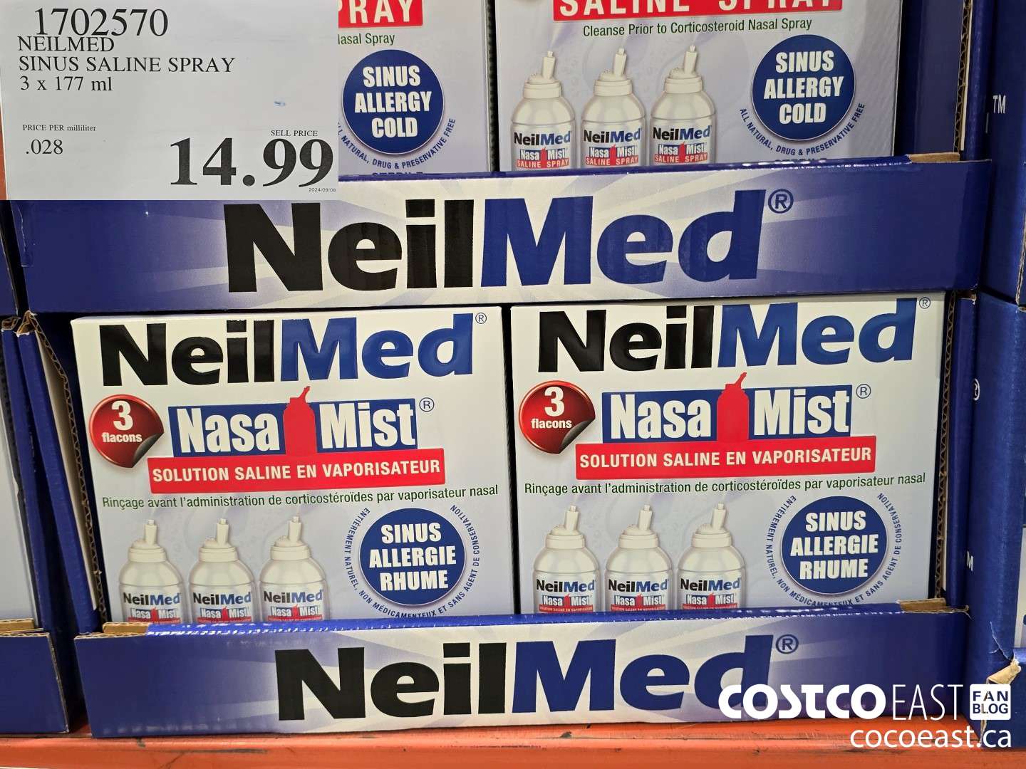 1702570 NEILMED SINUS SALINE SPRAY 3 x 177 ML $14.99