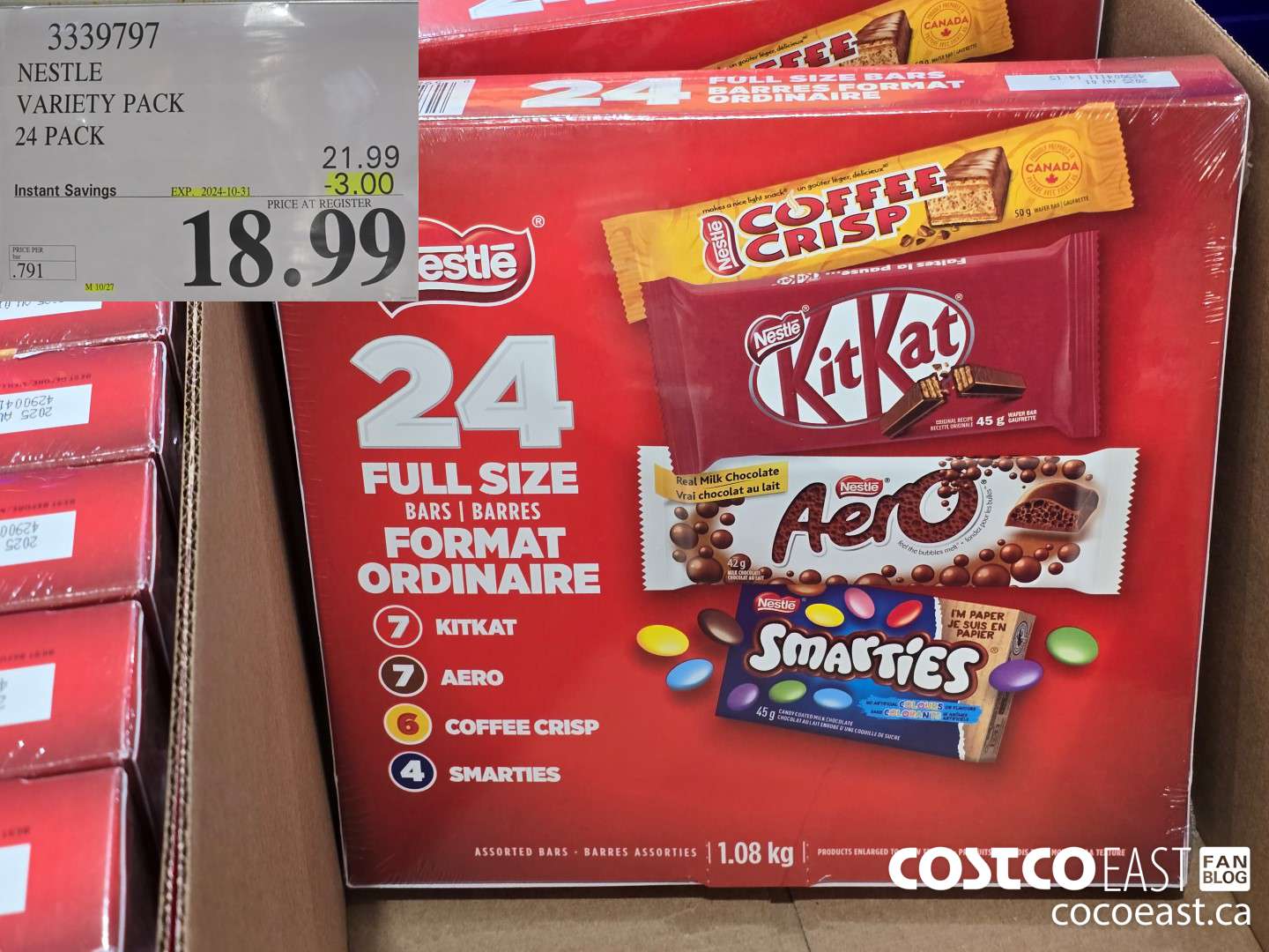 3339797 NESTLE VARIETY PACK 24 PACK $432024-10-31 ($4.00 INSTANT SAVINGS EXPIRES ON 2024-10-31) $18.99