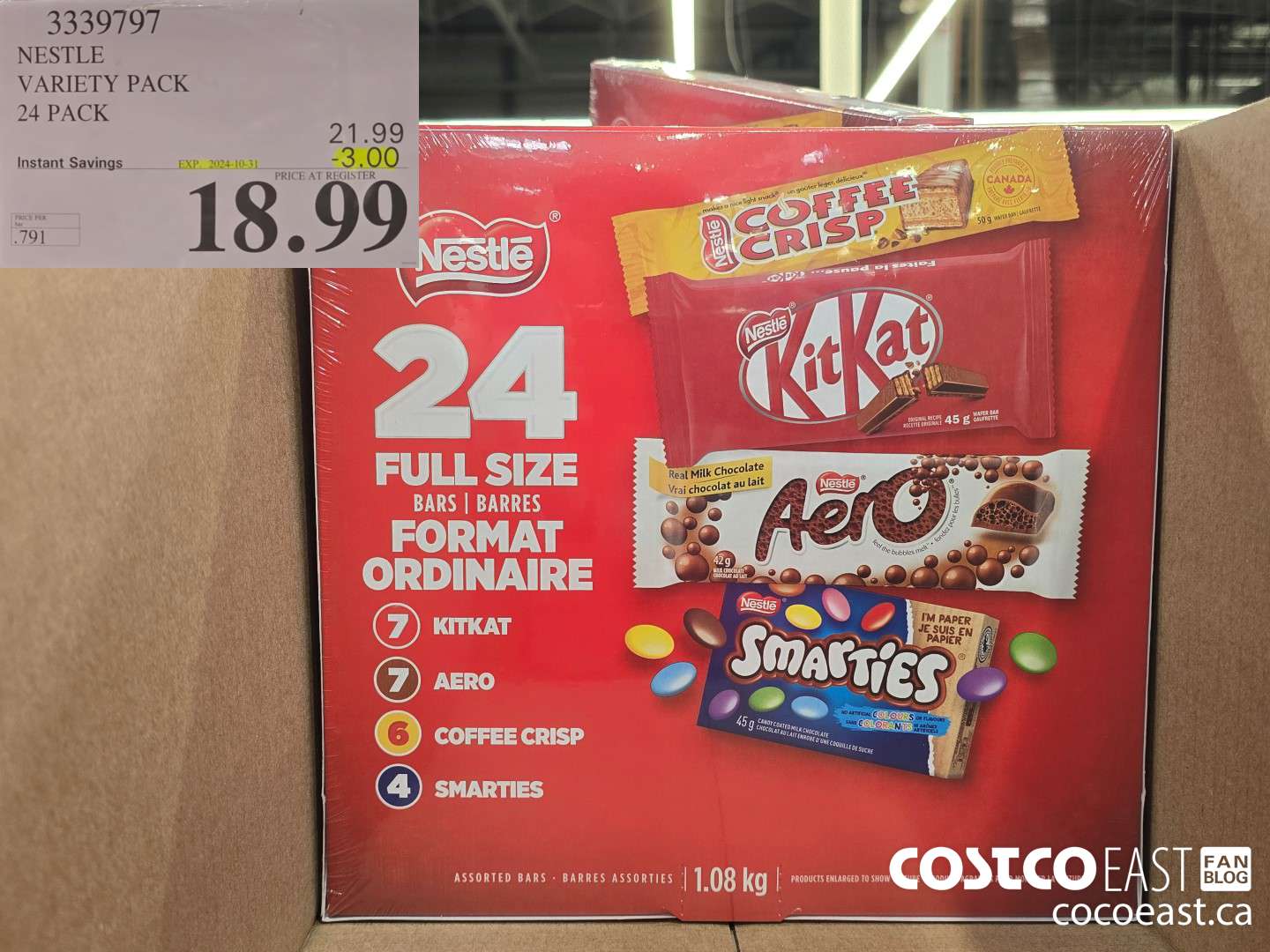 3339797 NESTLE VARIETY PACK 24 PACK $432024-10-31 ($4.00 INSTANT SAVINGS EXPIRES ON 2024-10-31) $18.99