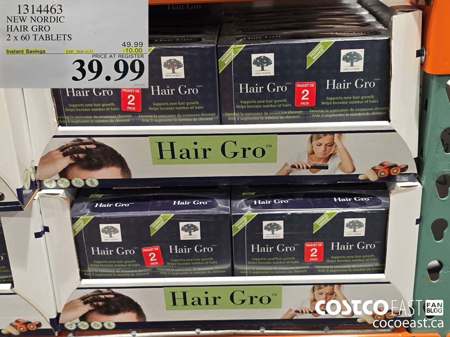 1314463 NEW NORDIC HAIR GRO 2 x 60 TABLETS ($10.00 INSTANT SAVINGS EXPIRES ON 2024-10-27) $39.99