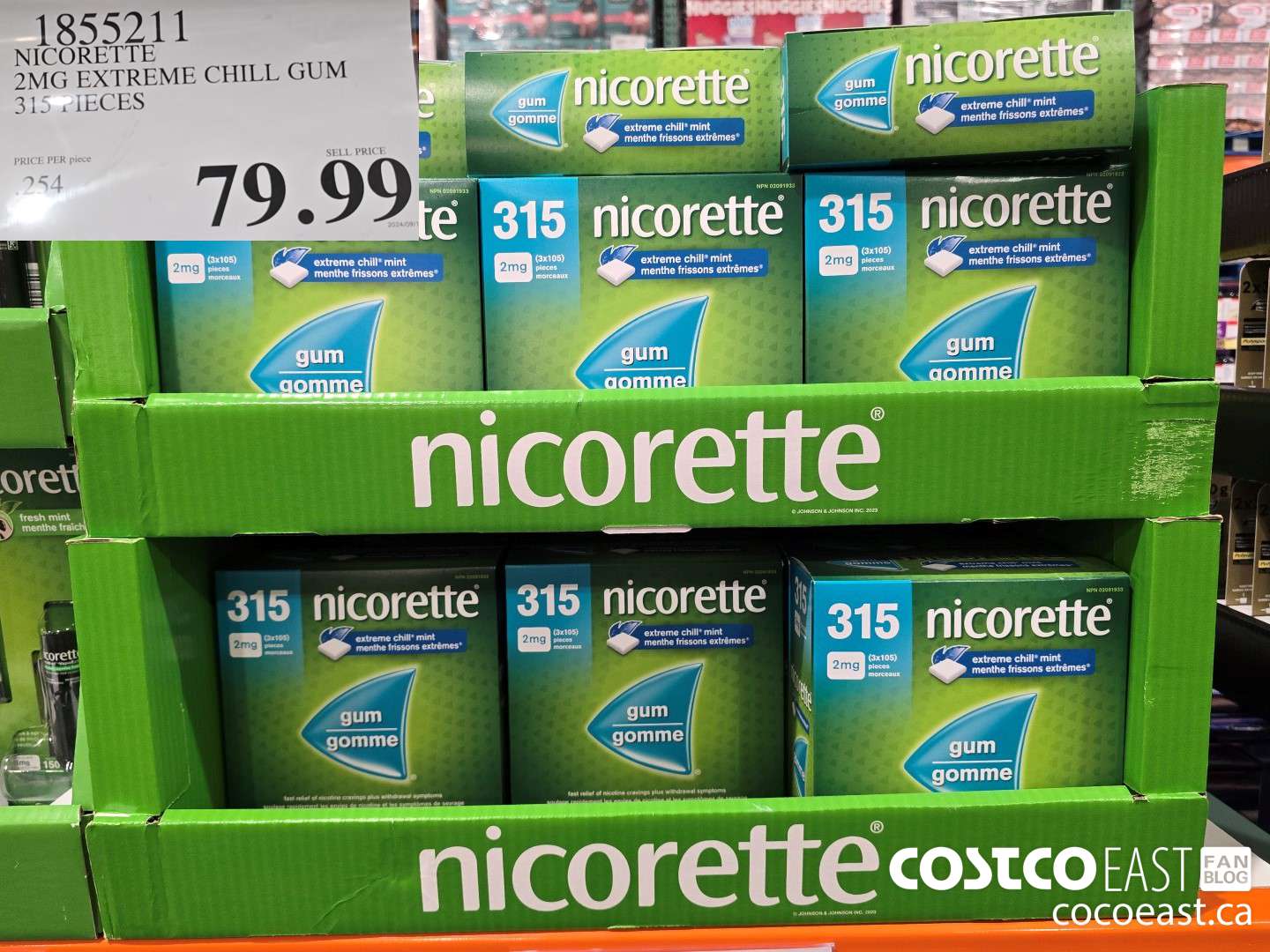 1855211 NICORETTE 2MG EXTREME CHILL GUM 315 PIECES $79.99