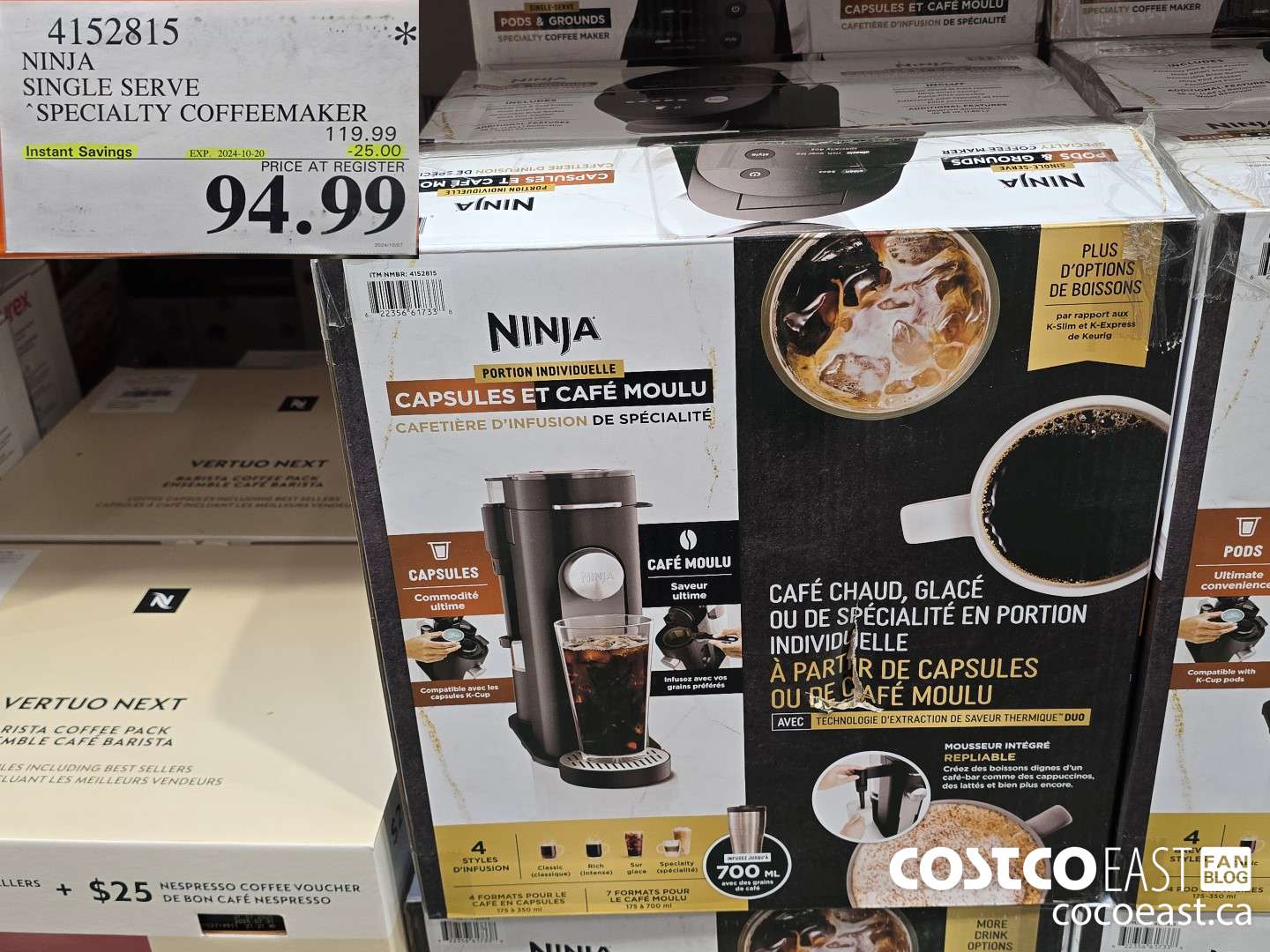 4152815 NINJA SINGLE SERVE SPECIALTY COFFEEMAKER ($25.00 INSTANT SAVINGS EXPIRES ON 2024-10-20) $94.99