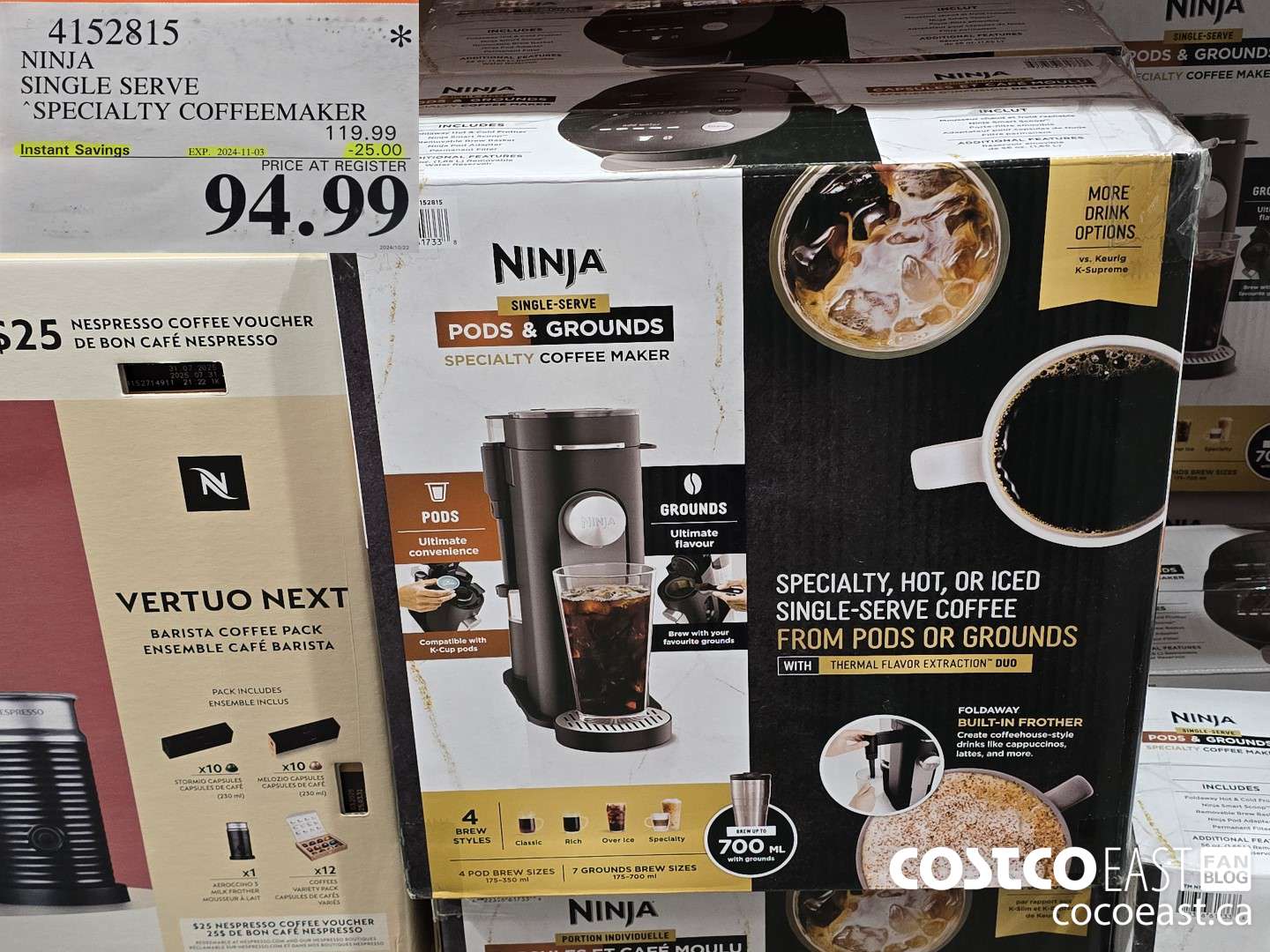 4152815 NINJA SINGLE SERVE SPECIALTY COFFEEMAKER ($25.00 INSTANT SAVINGS EXPIRES ON 2024-11-03) $94.99