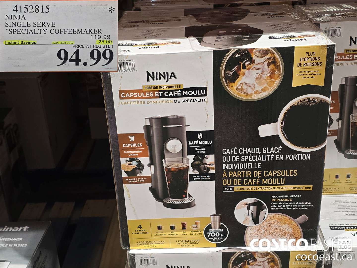 4152815 NINJA SINGLE SERVE SPECIALTY COFFEEMAKER ($25.00 INSTANT SAVINGS EXPIRES ON 2024-11-03) $94.99